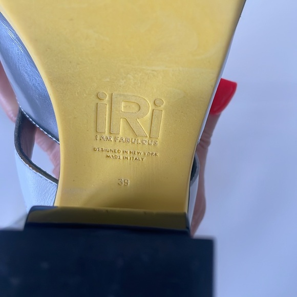 iRi Patent Leather silver, yellow and black Colorblock Mules size 39 shoe bag - Picture 10 of 11
